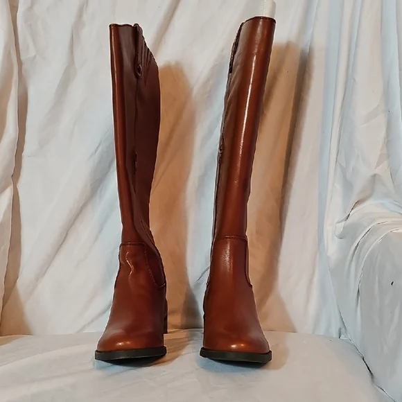 INC International Concepts Brown Leather Boots Sz 9 Wide Calf (NEW) - Picture 5 of 5